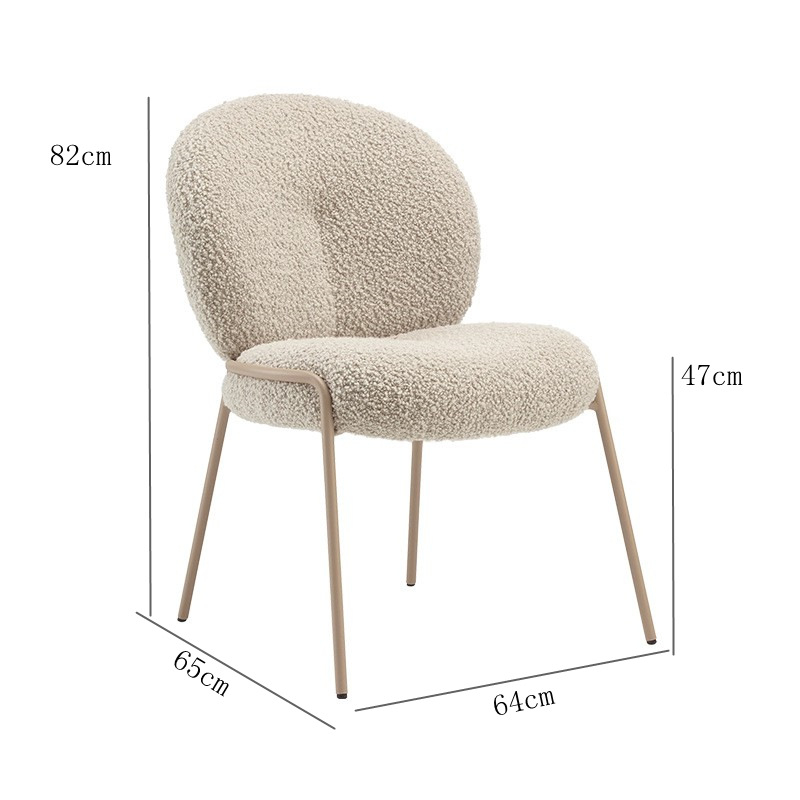  Modern Nordic Fashion Luxury Dining Chair Teddy Velvet Metal Frame Dining Chairs Home Furniture Fabric Velvet Material