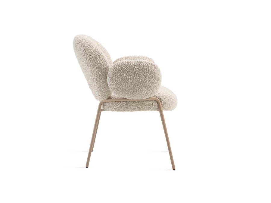 Modern Restaurant Dining Chair Upholstered Dining Chair Leisure Accent Armchair Comfortable Lambswool Fabric Home Furniture