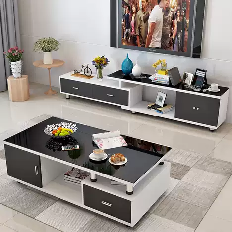 Tea Table Lving Room Furniture Glass Modern Coffee Table Tempered Black Glass Center Table