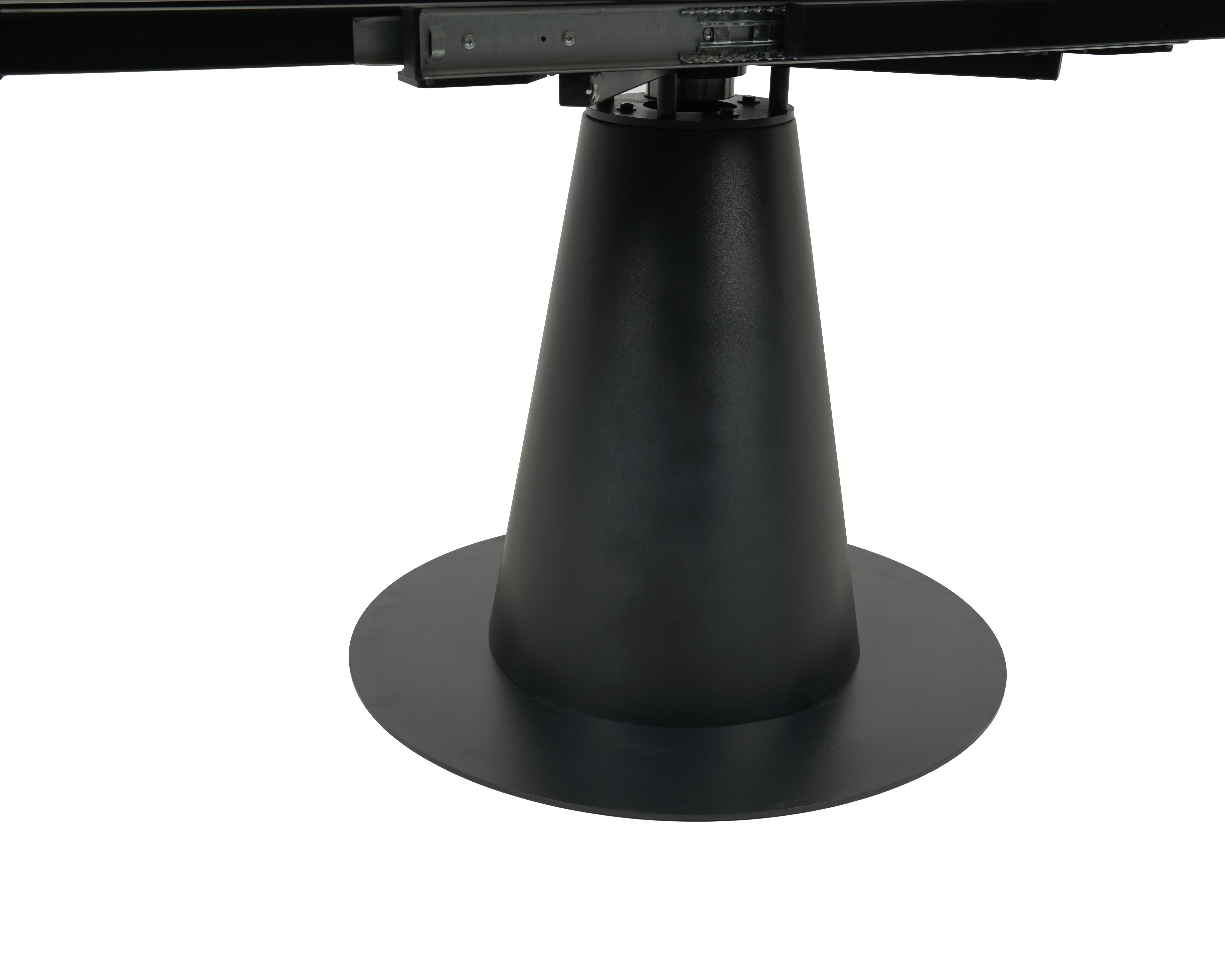 New Design Premium Ceramic Marble Stone Top Carbon Steel Black Legs Round Extension Dining Table