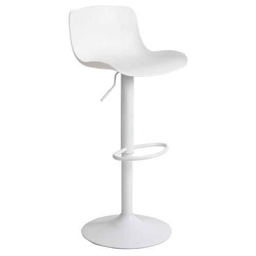 Modern White Plastic Kitchen Counter Height Bar Stools Metal Base Swivel Chairs for Bars
