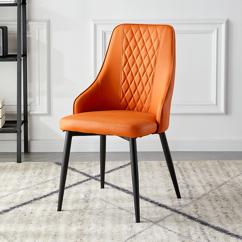 Nordic Modern High Back Comfortable Restaurant Hotel Dining Chair Leather Metal Legs Dining Chairs