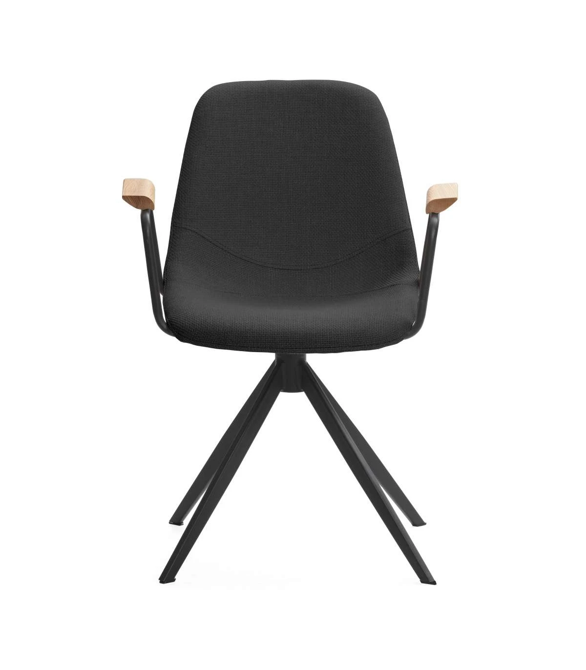 Grey Fabric 360 Degree Swivel Dining Chair with Armrest