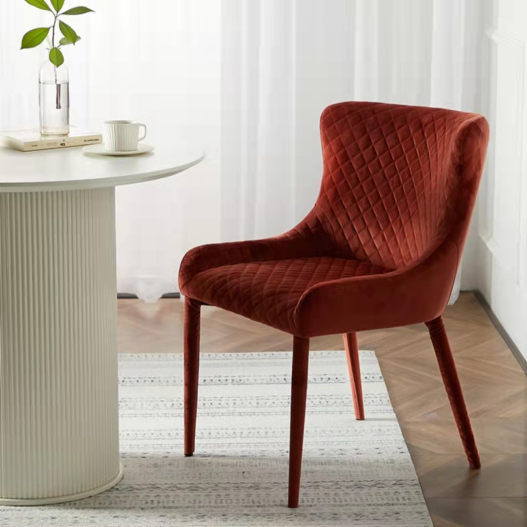 Home Furniture Nordic Velvet Modern Luxury Dining Chairs With Metal Legs