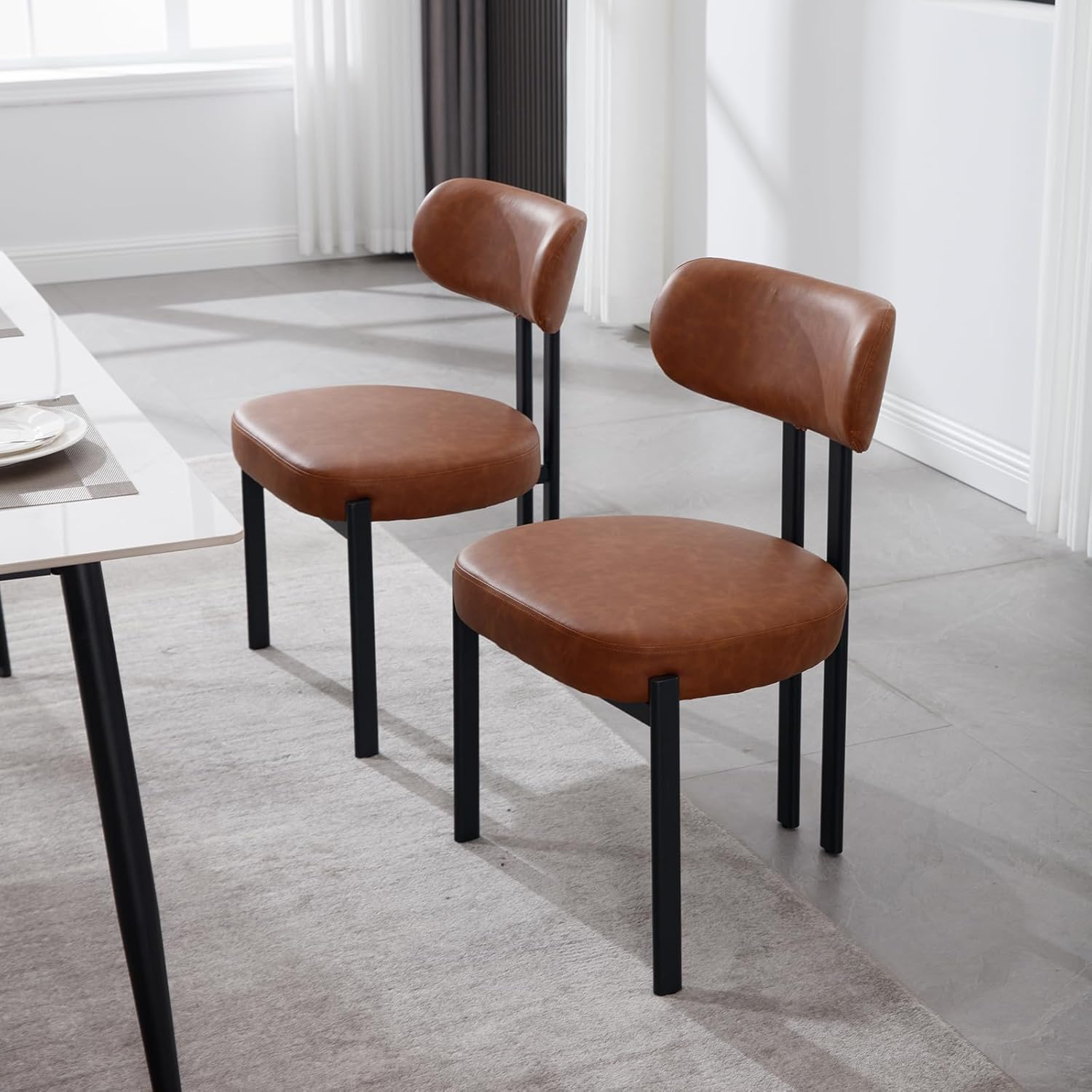 Home Furniture Leather Back Chair With Soft Cushion Kitchen Dining Restaurant Dinner Chair