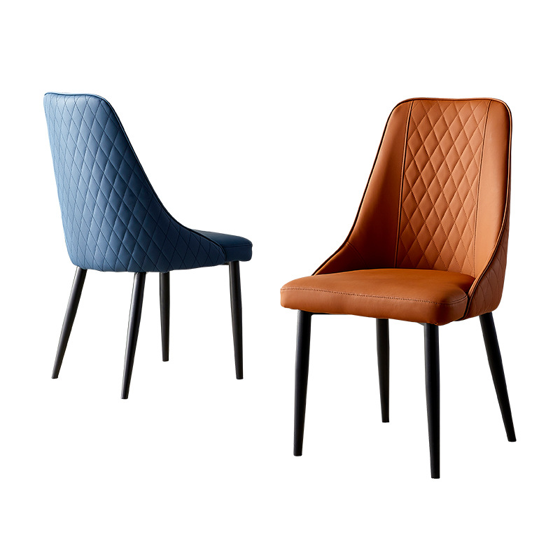 Nordic Modern High Back Comfortable Restaurant Hotel Dining Chair Leather Metal Legs Dining Chairs