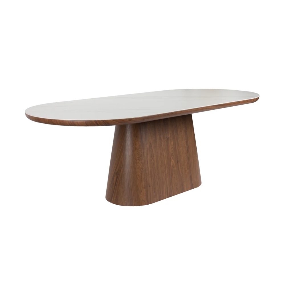 Modern Design Hot Selling Oval Wood Tables MDF Dining Table with Ceramic Top