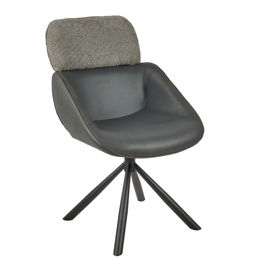 Fabric Patchwork Design High Back Chairs Armless Dining Chair 360° Swivel Bucket Chair
