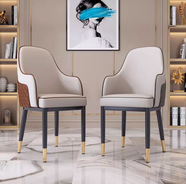 Luxury Contemporary Leather Dinning Solid Wood Chairs Home Modern Pu Leather Dining Chairs