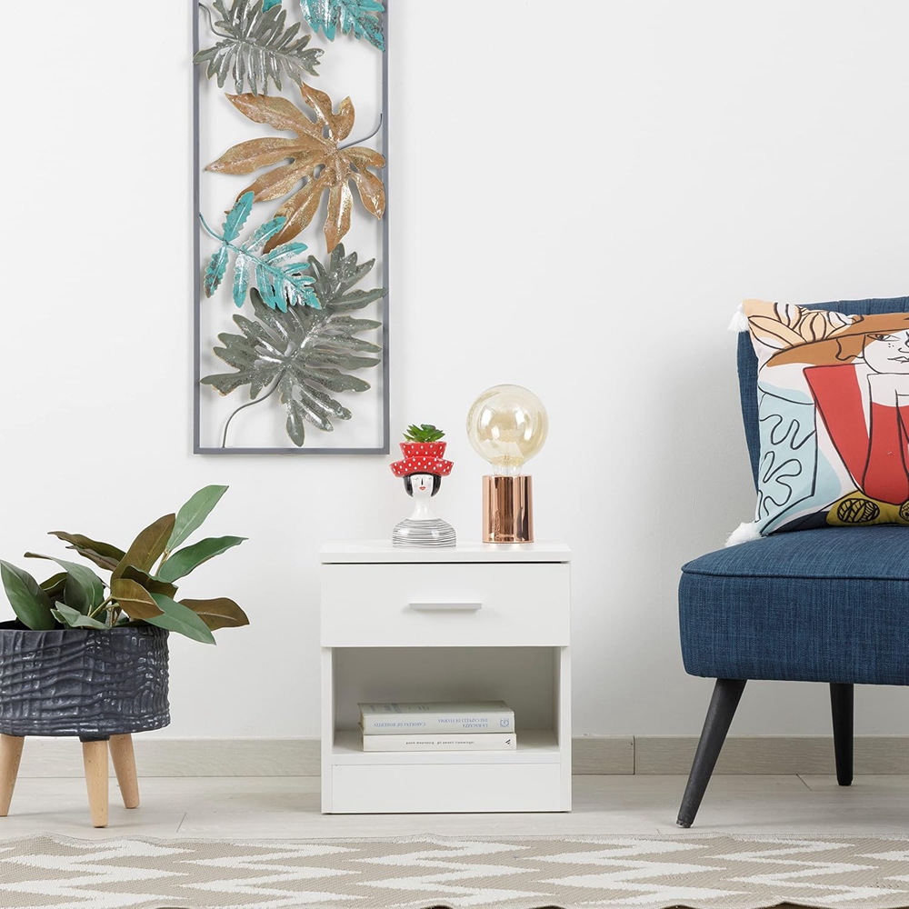 Bedroom Living Room Furniture Bedside Table with 1 Drawer Small Coffee Table Wood Nightstand Bedside Cabinet
