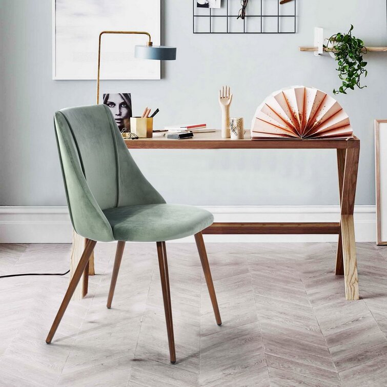 Home Furniture Kitchen Hotel Upholstered Soft High Back Velvet Fabric Dining Chair With Heat Transfer Legs