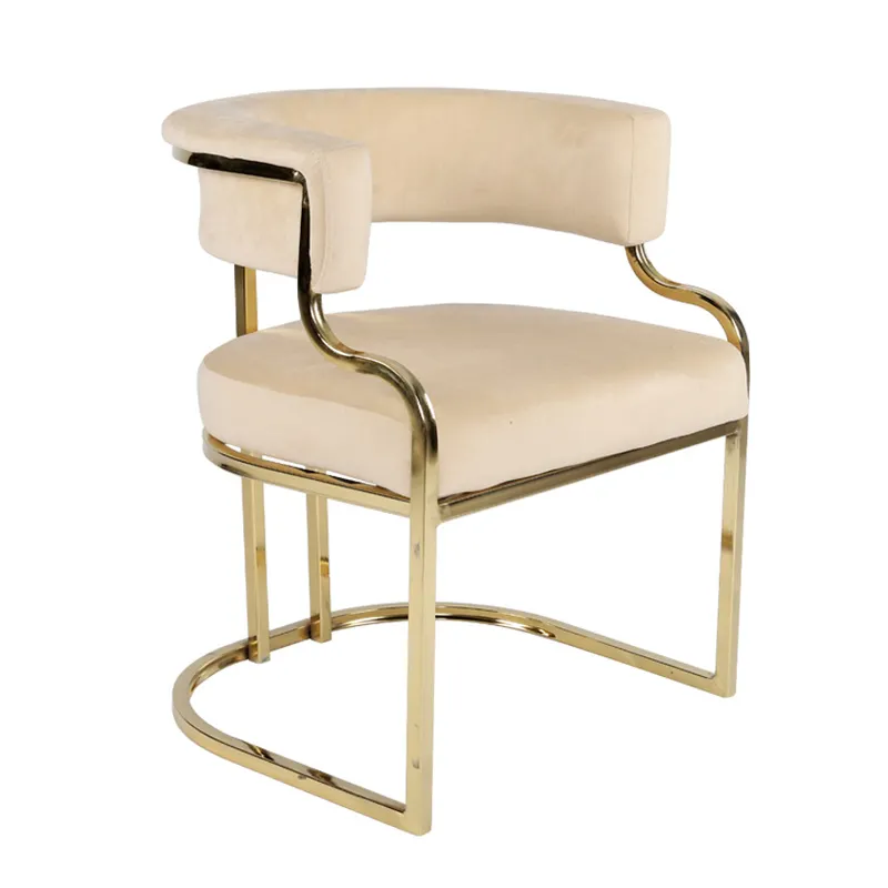 Custom Cafe Metal Dine Armchair Restaurant Chair Modern Dining Room Furniture Velvet Fabric Dining Chairs