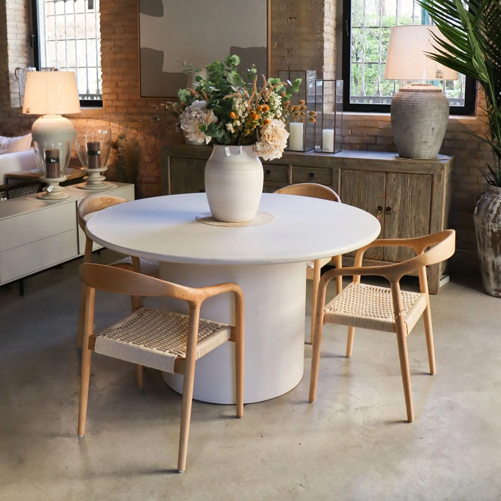 Natural Color Rubber Wood Dining Chair with Rope