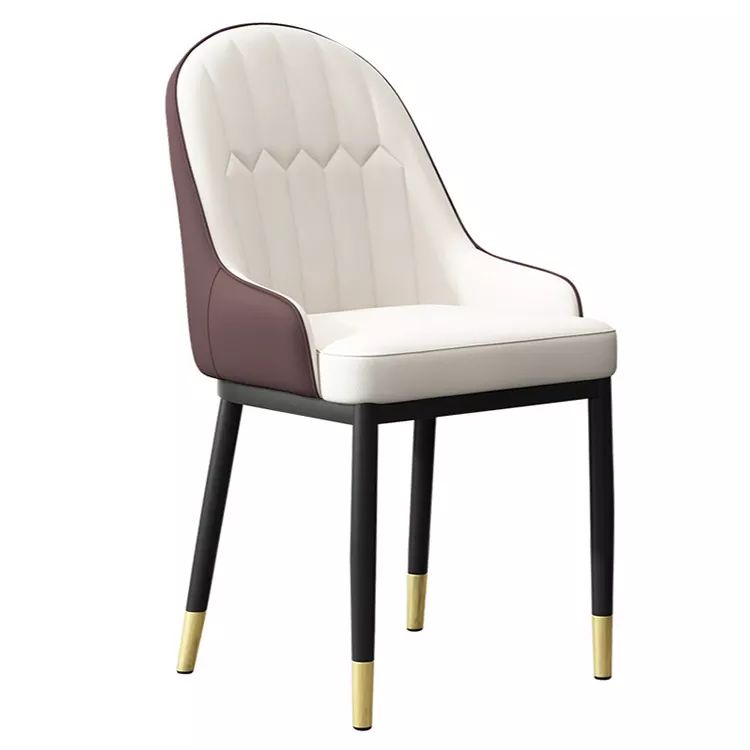  Dining Room Chair Vintage PU Upholstered Leather Chairs With Metal Legs