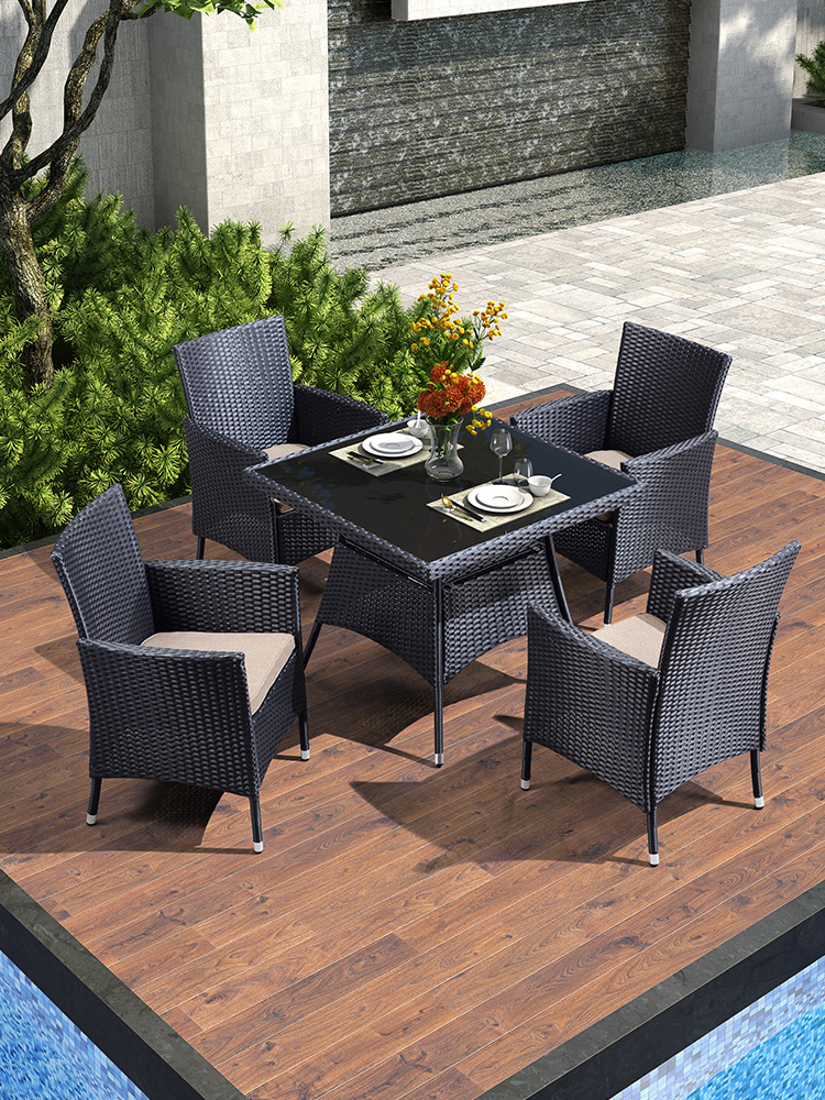 Modern PE Wicker Table and Chair Outdoor Sofa Set Garden Rattan Wicker Table and Chair Set