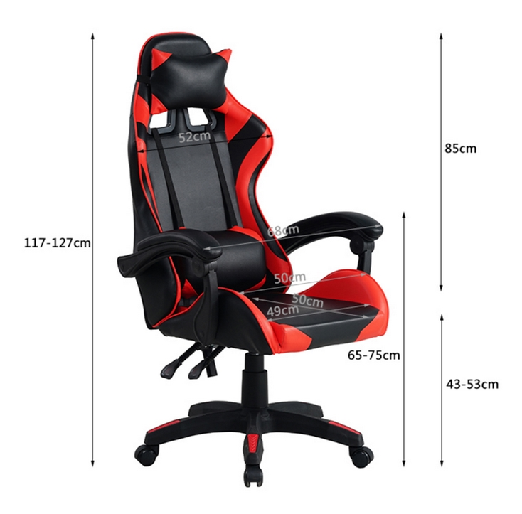 High Quality Leather Seat Adjustable Height Swivel Recliner Racing Chair