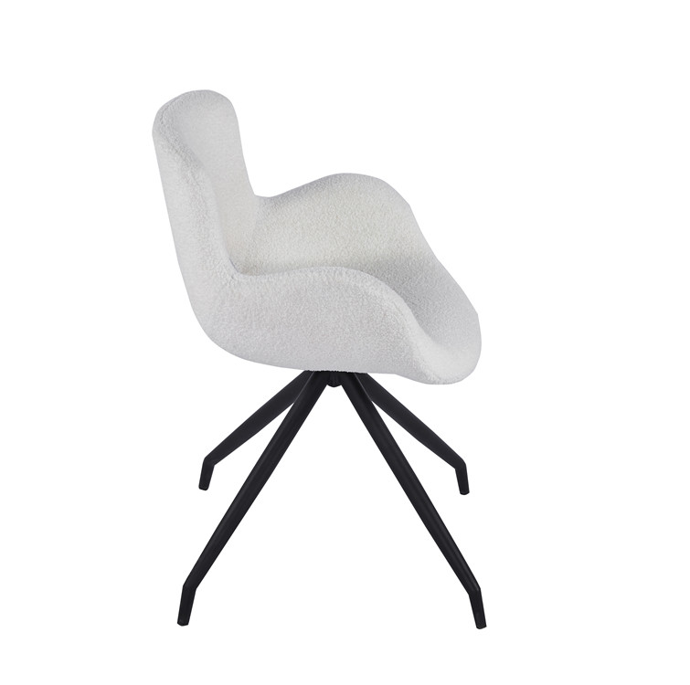 Newest Luxury White Lambs Wool Design Upholstered Dining Chair Gold Leg Verified Modern Dining Room Chair