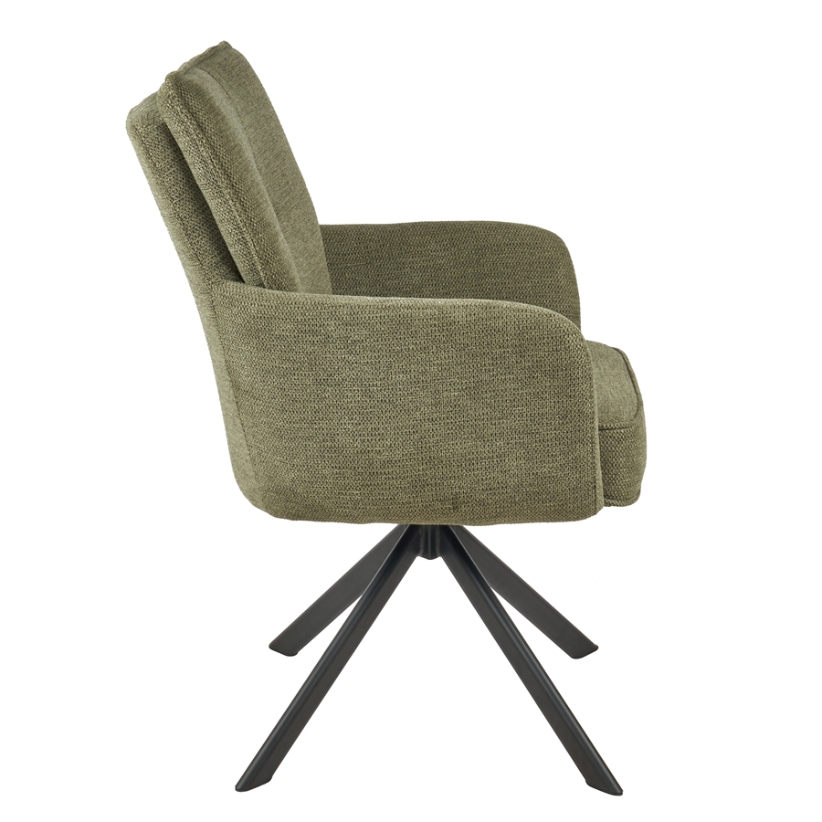 Dining Room Swivel Chairs with Black Metal Frame Green Comfortable Chairs 