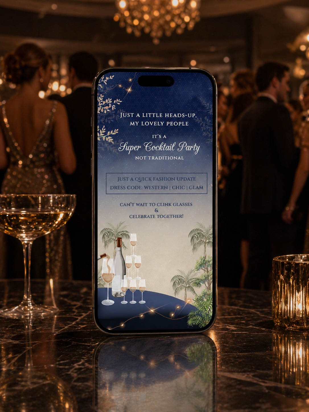 Elegant Cocktail Invite SELF EDITABLE Invite