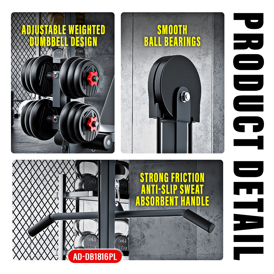 Foldable Commercial Sit up Bench with Lat Pull Down DB1816PL