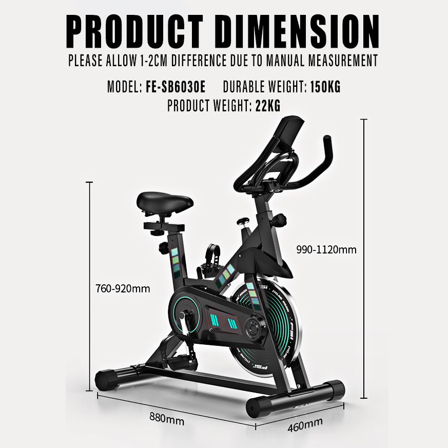 FitExperte Dynamic Spinning Bike with Kinomap App Indoor Exercise SB6050E