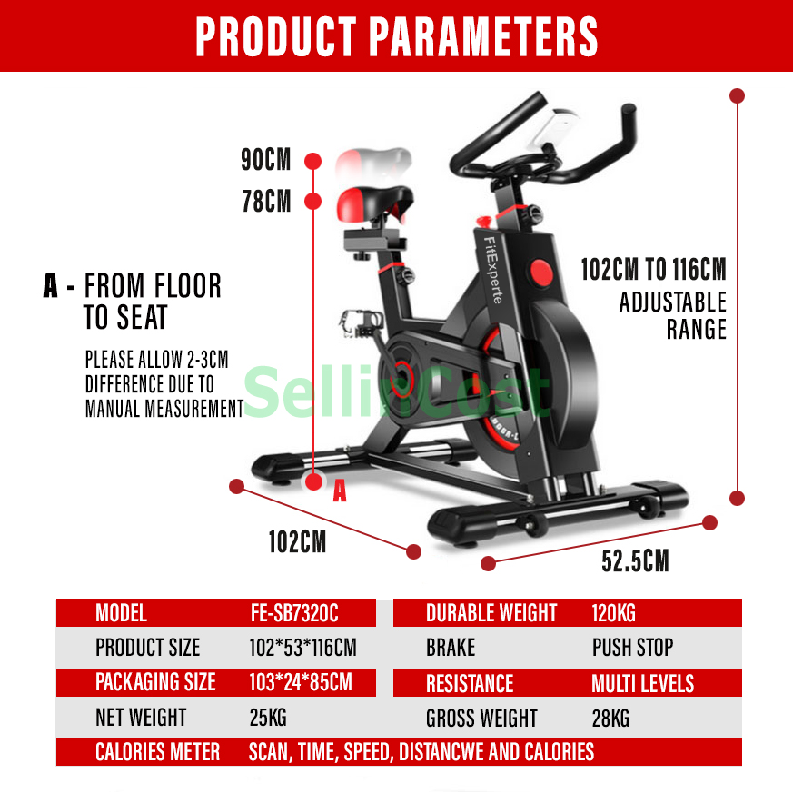 FitExperte Spinning Exercise Bike Bicycle Fitness Indoor Exercise SB7320C