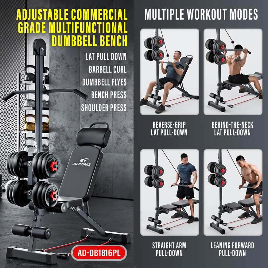 Foldable Commercial Sit up Bench with Lat Pull Down DB1816PL