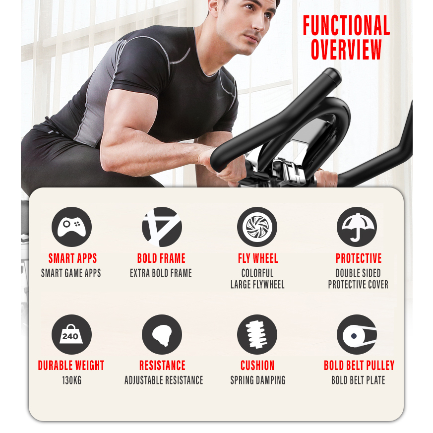 FitExperte USA SPEC Spinning Bike with Qiber App Indoor Exercise SB8636A