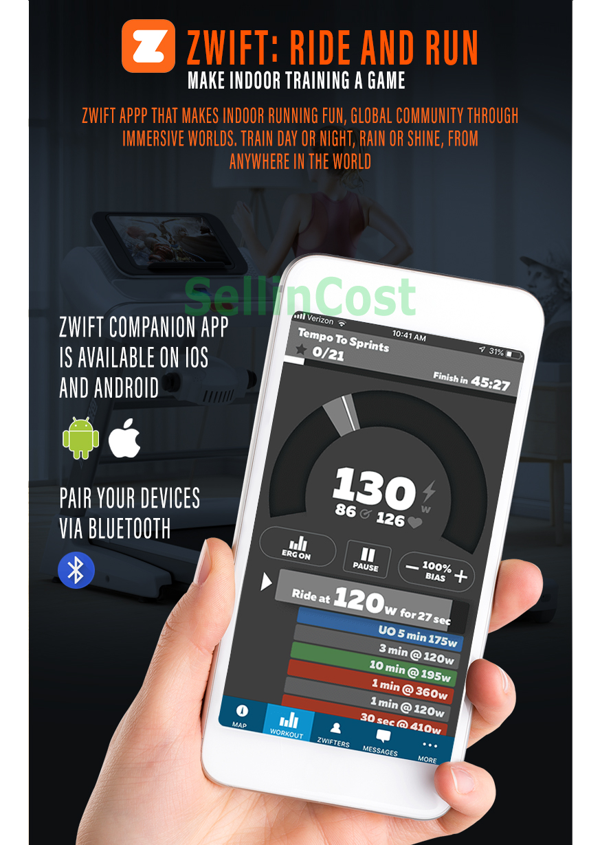 Foldable Treadmill with Zwift Companion Apps & Bluetooth Speaker GTS2