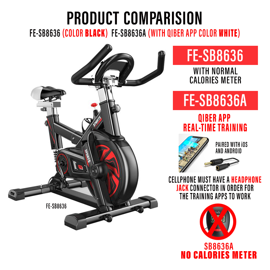 FitExperte USA SPEC Spinning Bike with Qiber App Indoor Exercise SB8636A
