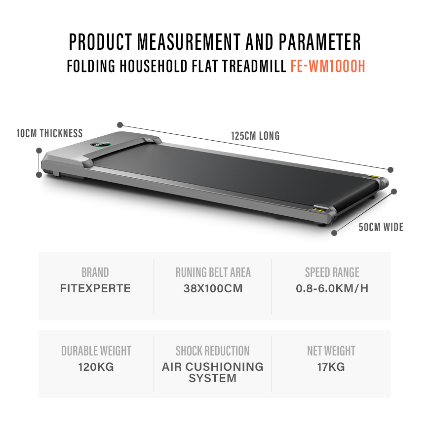 FitExperte Foldable Walking Pad Treadmill Jogging Running Pad Machine WM1000H
