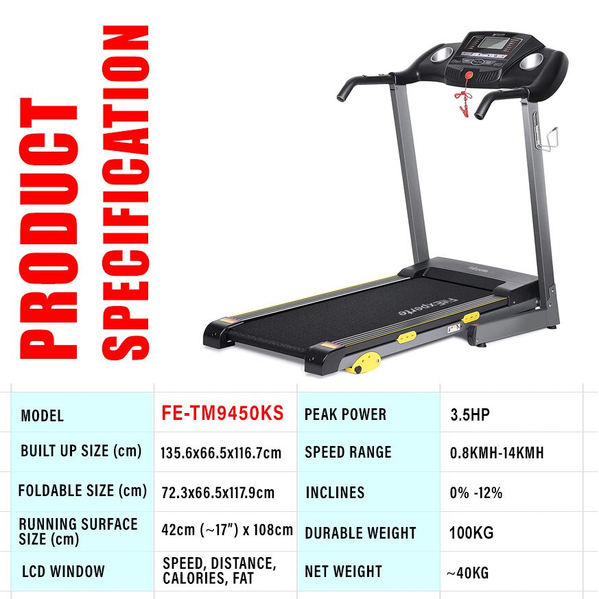 FitExperte Foldable Treadmill with FitShow Apps & Bluetooth speaker TM9450KS