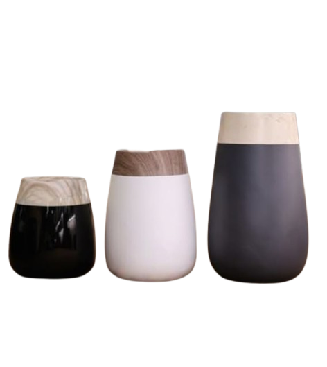 FRP ROUND PLANTERS – BLACK, WHITE & DARK GREY