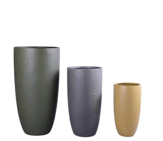 SET OF MODERN TALL FLOWER POTS