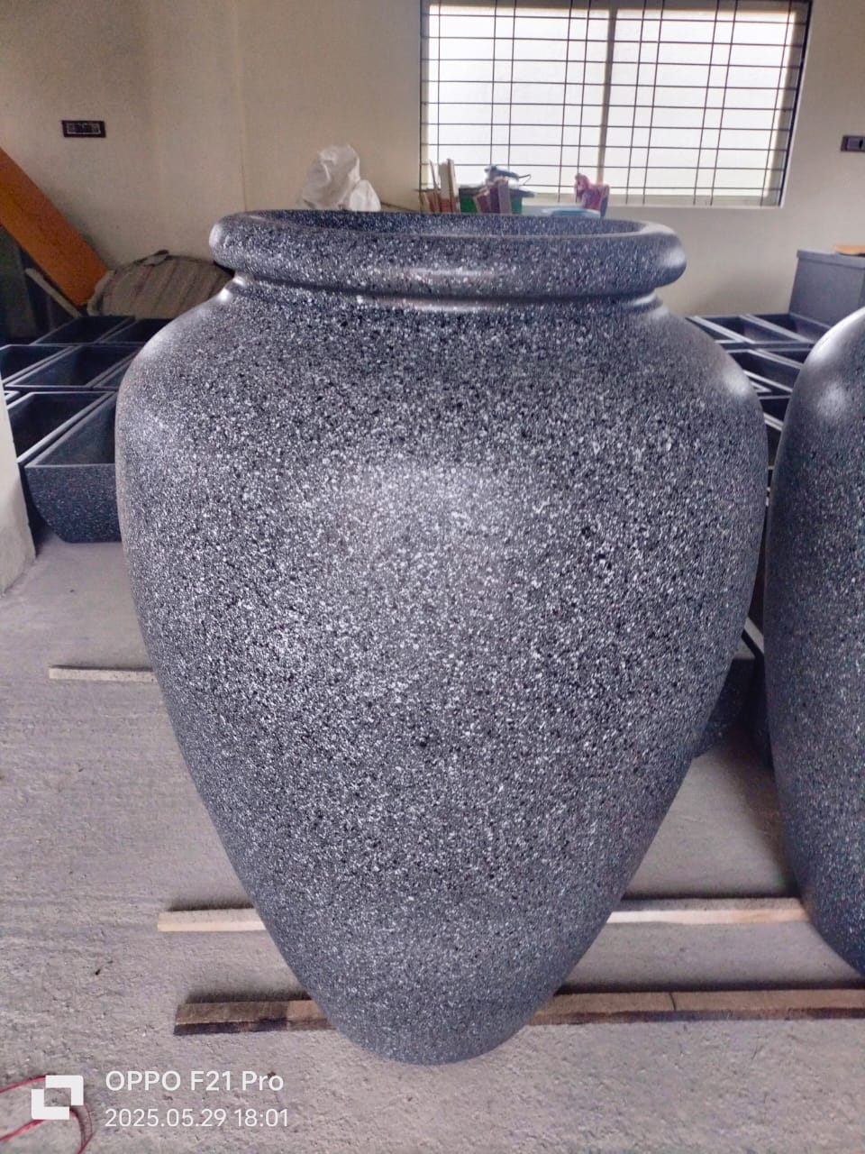 Large Granite-Effect Vase