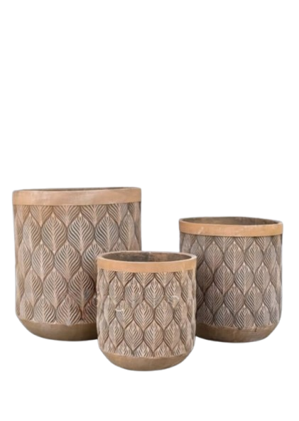 DECORATIVE LEAF PATTERN FRP PLANTER SET