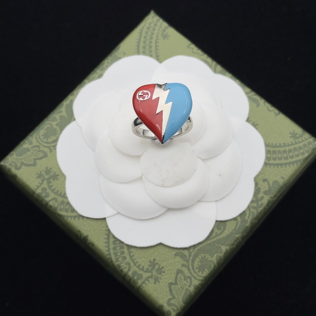 Gold-Tone Enamel Heart Jewelry Set: Earrings, Open Ring & Necklace