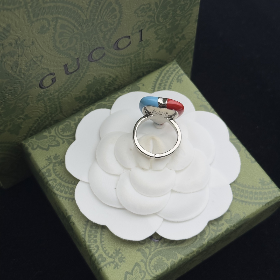 Gold-Tone Enamel Heart Jewelry Set: Earrings, Open Ring & Necklace