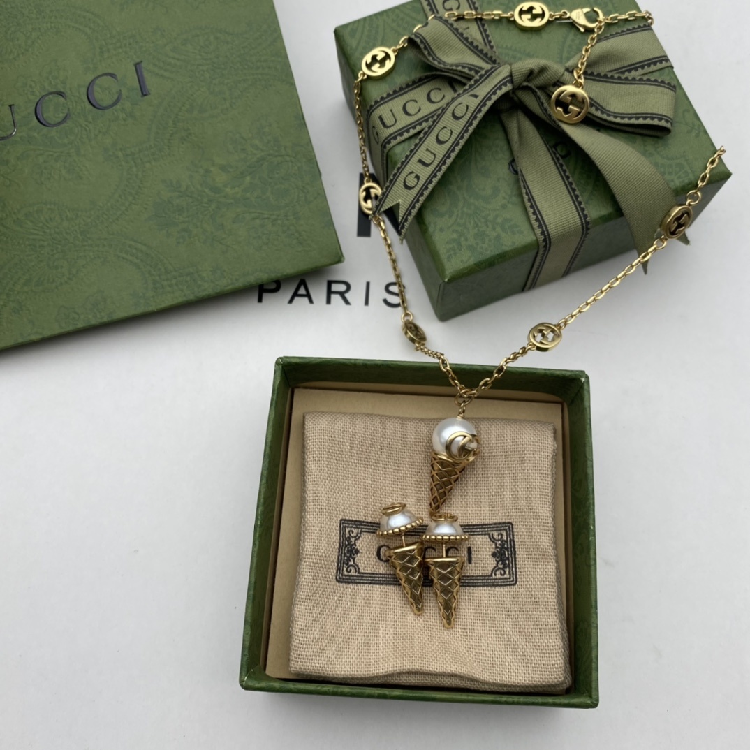 Gold-Tone Ice Cream & Pearl Jewelry Set: Necklace, Bracelet, 2 Earring Styles & Ring