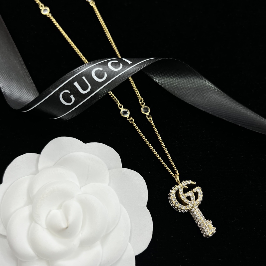 Gold-Tone Crystal Key & Link Jewelry Set: Necklace, Bracelet, Earrings & Open Ring