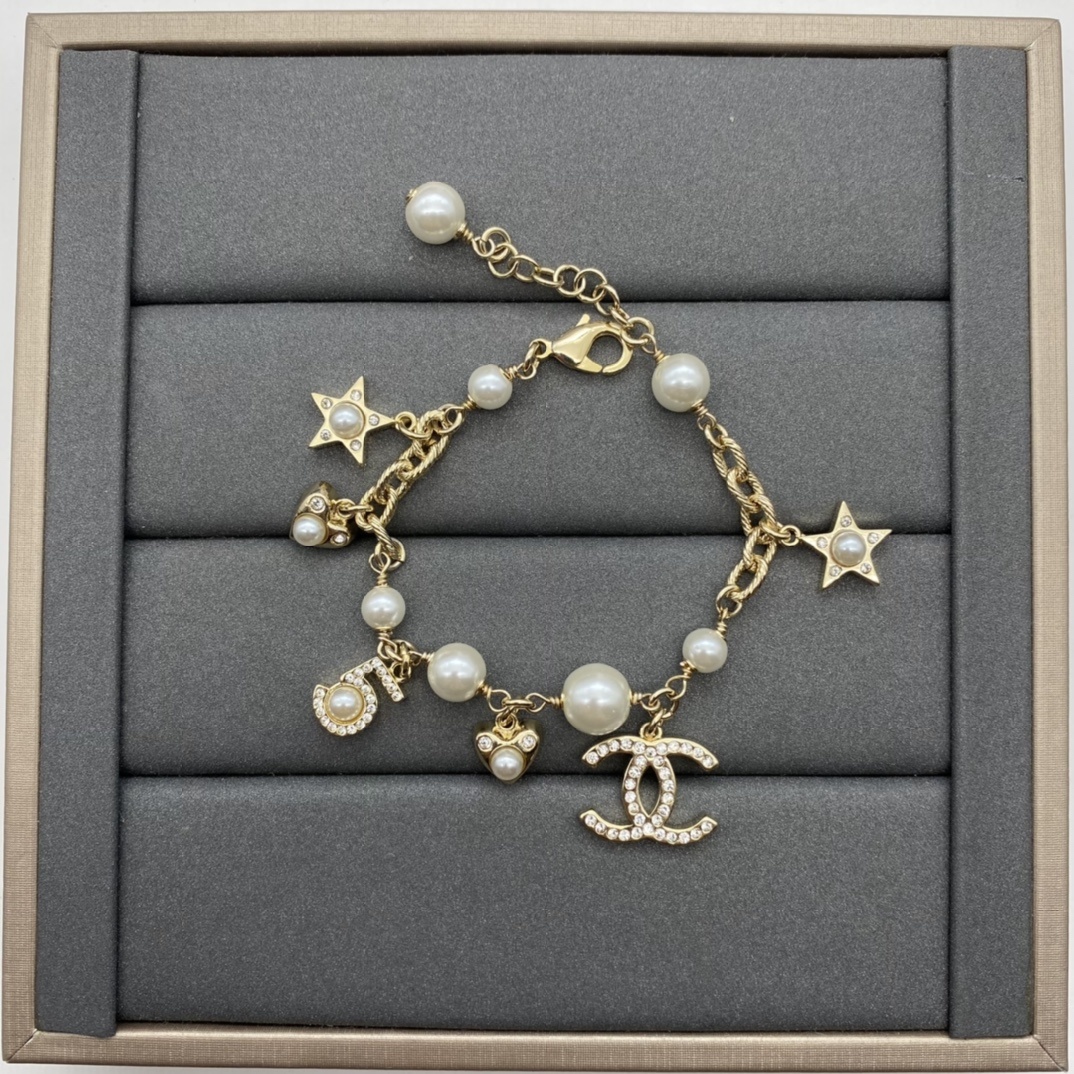 Gold-Toned Pearl & Whimsical Charm Jewelry Set (Necklace, Bracelet, 2 Earring Styles)