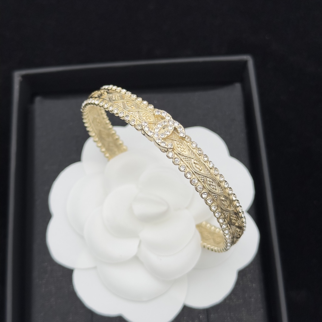 Gold-Tone Filigree & Crystal Open Cuff Bracelet