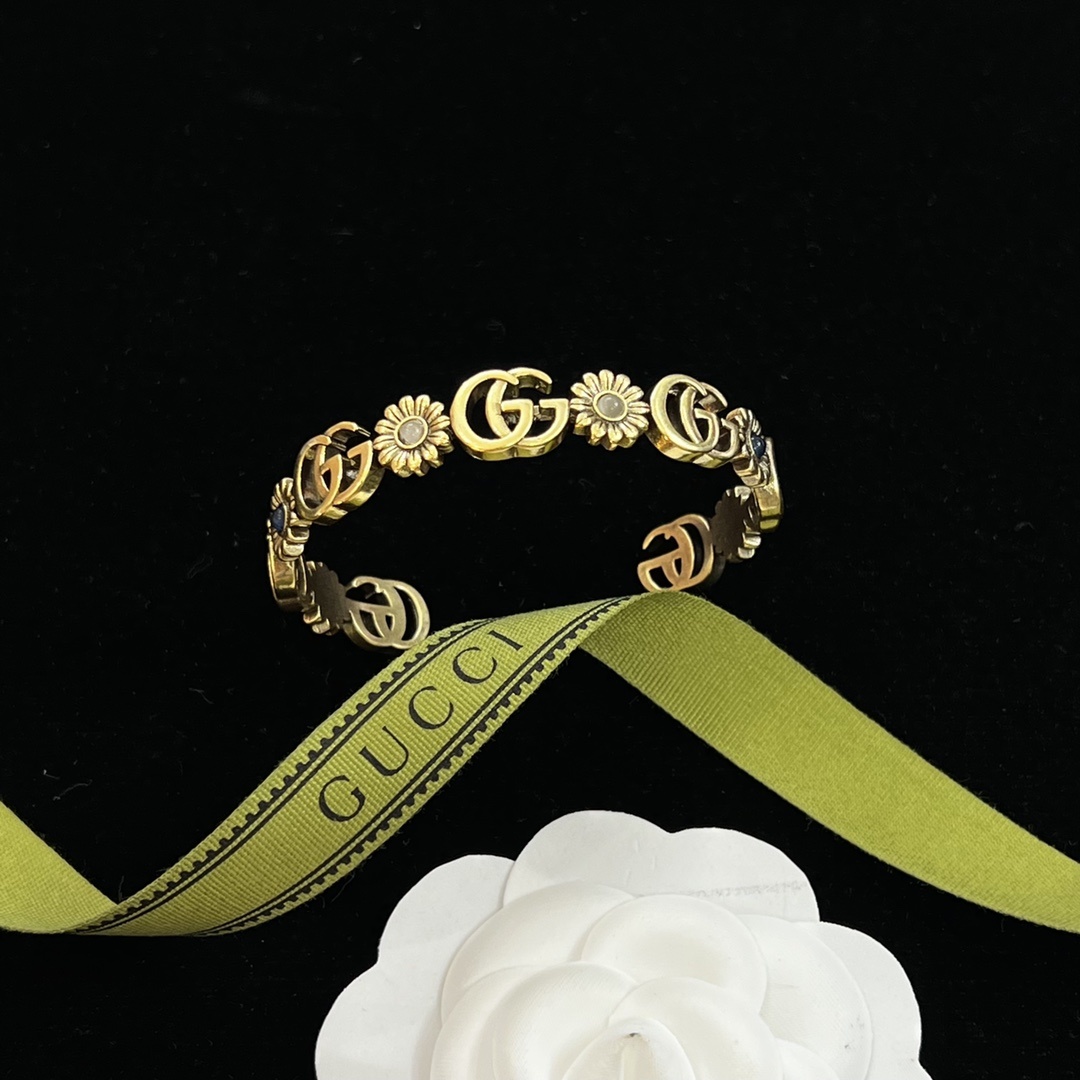 Gold-Tone Floral & Geometric Jewelry Set: Necklace, Bracelet, Cuff, Earrings & Ring