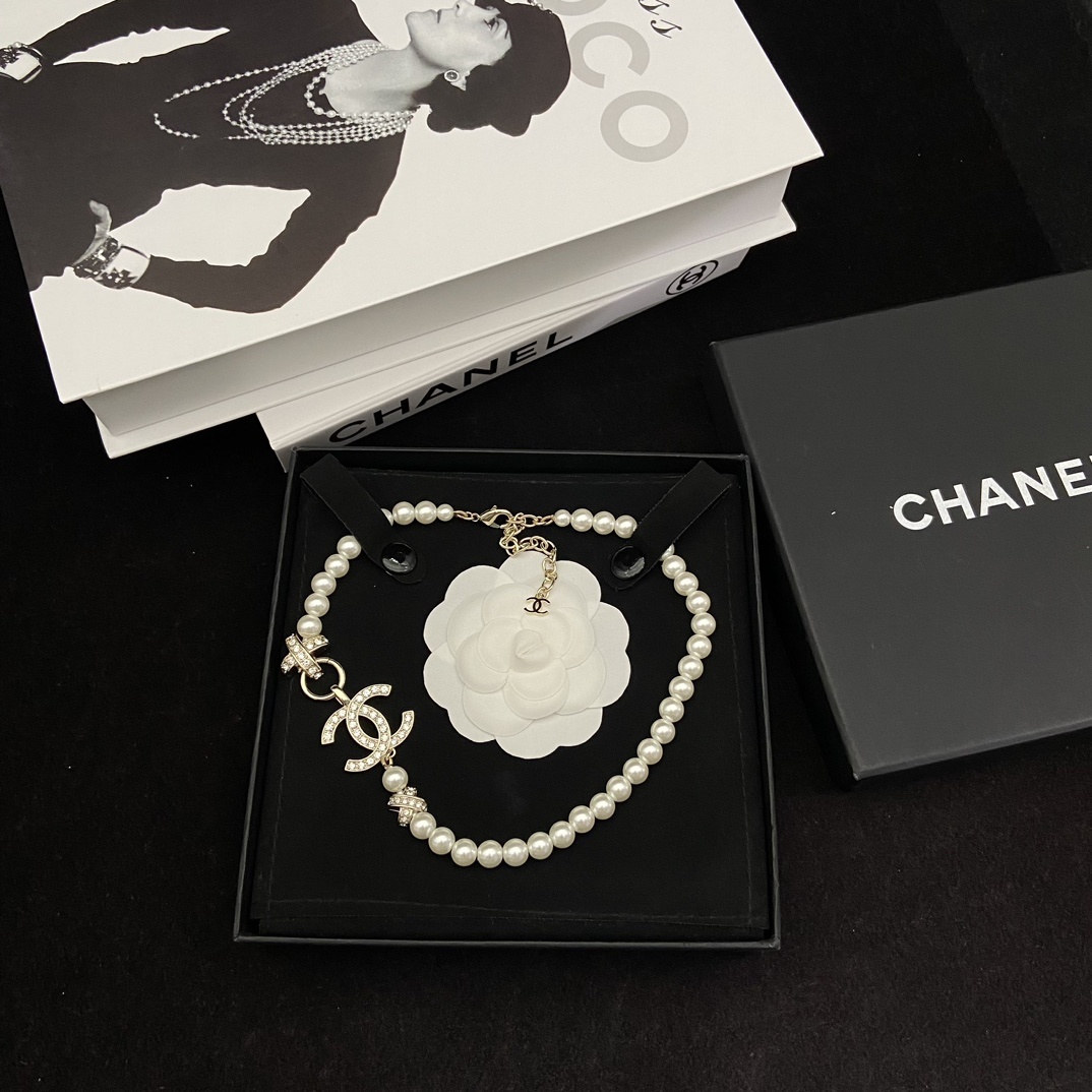 Gold-Toned Pearl & Crystal Motif Jewelry Set (3 Necklaces, Earrings)