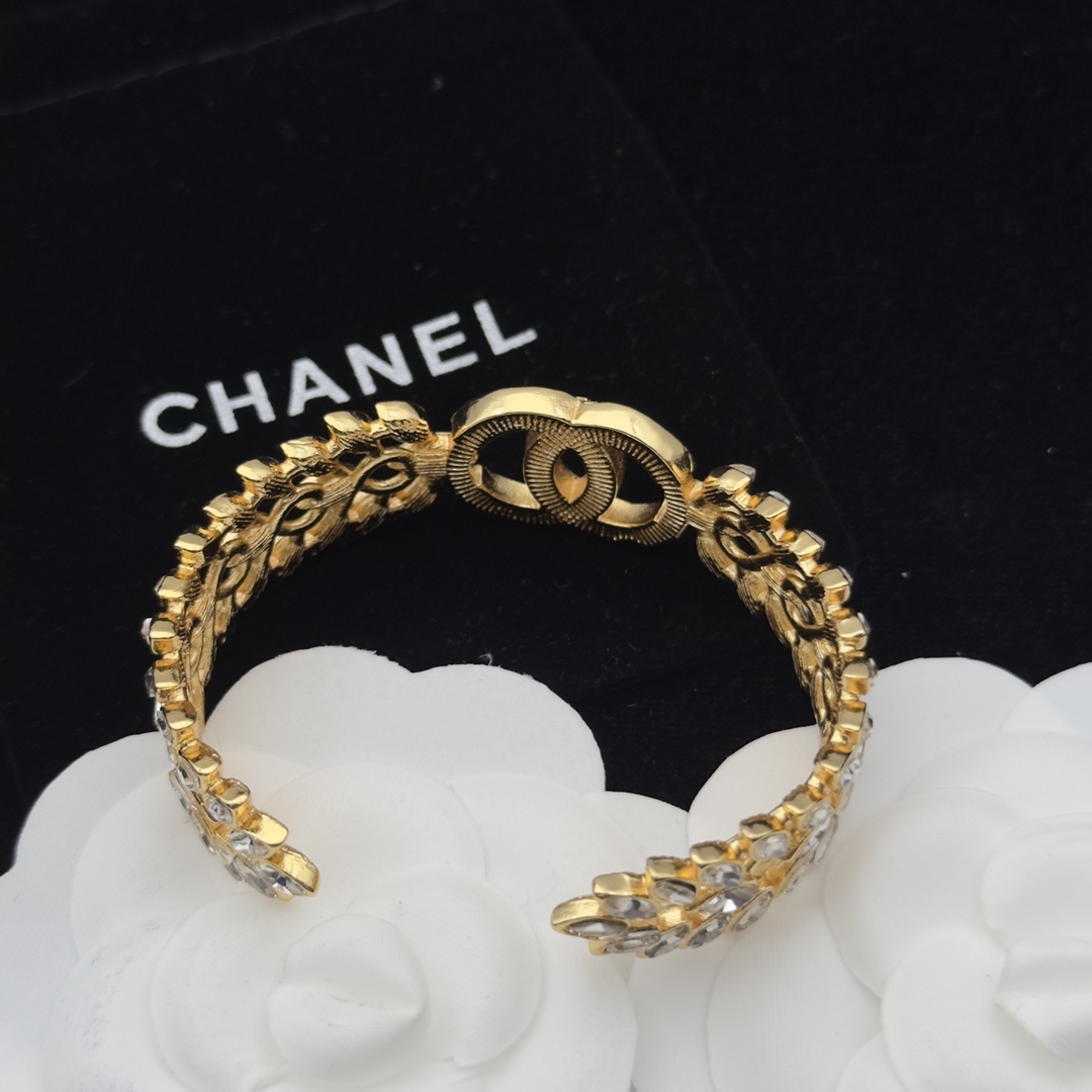 Gold-Tone Statement Jewelry Set: Open Cuff & Brooch