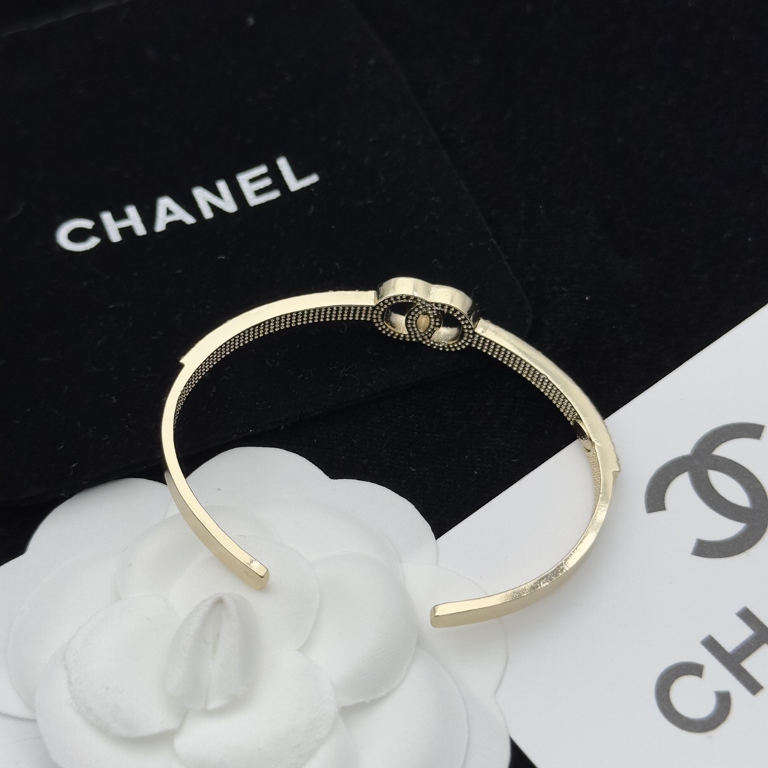 Gold-Tone Crystal-Encrusted Open Cuff Bracelet (Interlocking Motif)