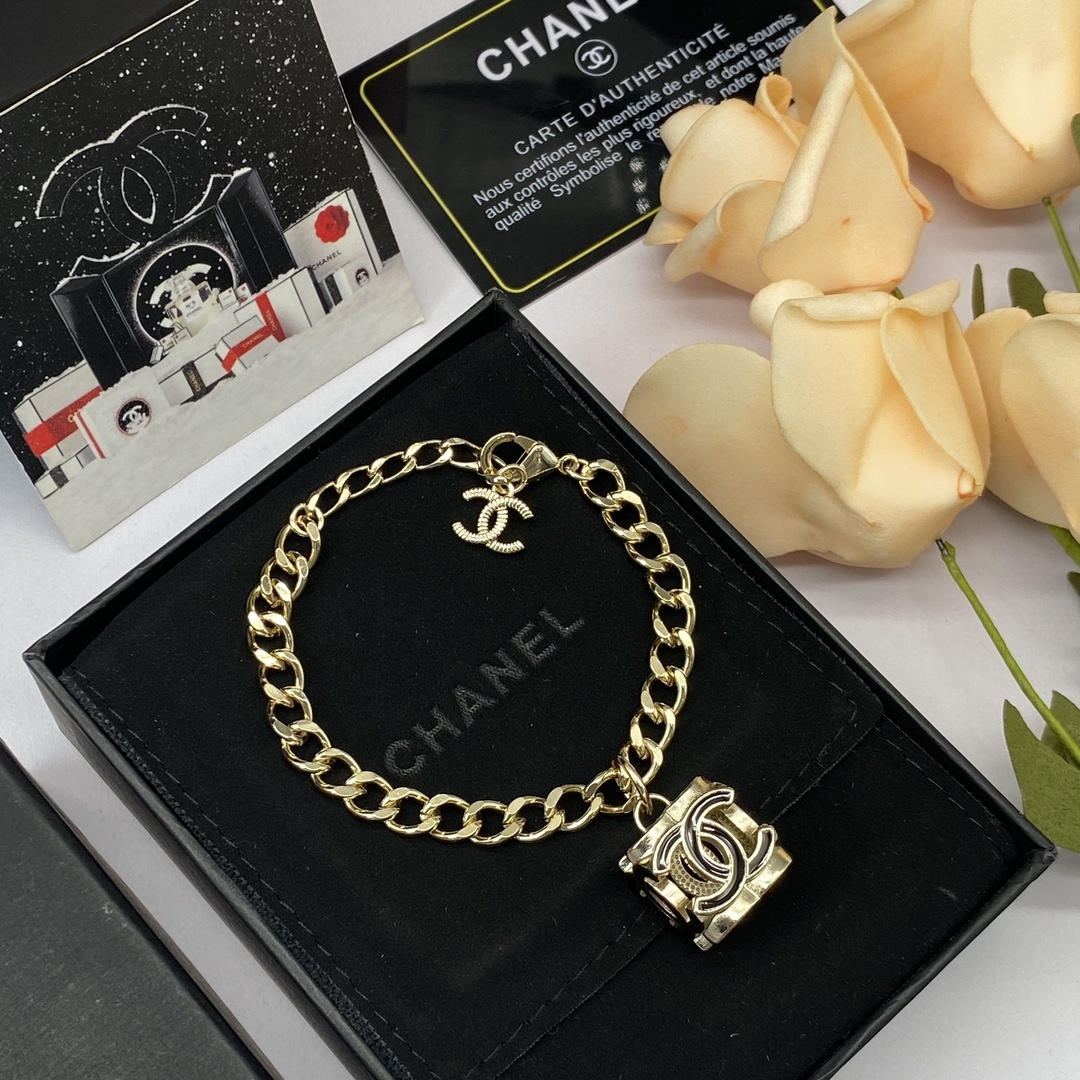 Black & White Enamel Letter Jewelry Set (Necklace, Bracelet, Earrings) in Gold Tones