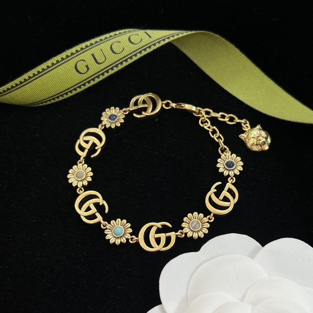 Gold-Tone Floral & Geometric Jewelry Set: Necklace, Bracelet, Cuff, Earrings & Ring