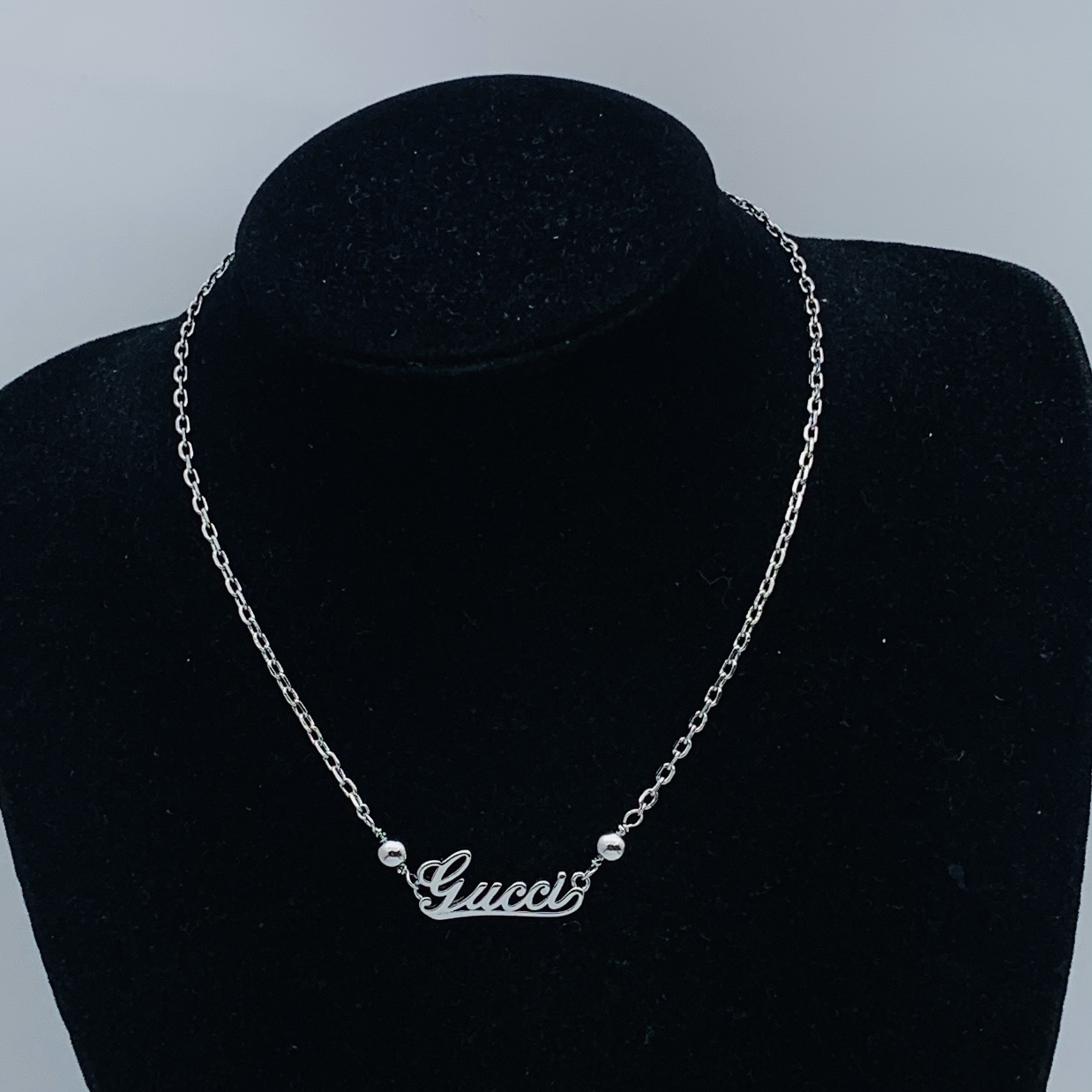 Silver-Tone Script Letter Jewelry Set: Necklace, Bracelet & Earrings