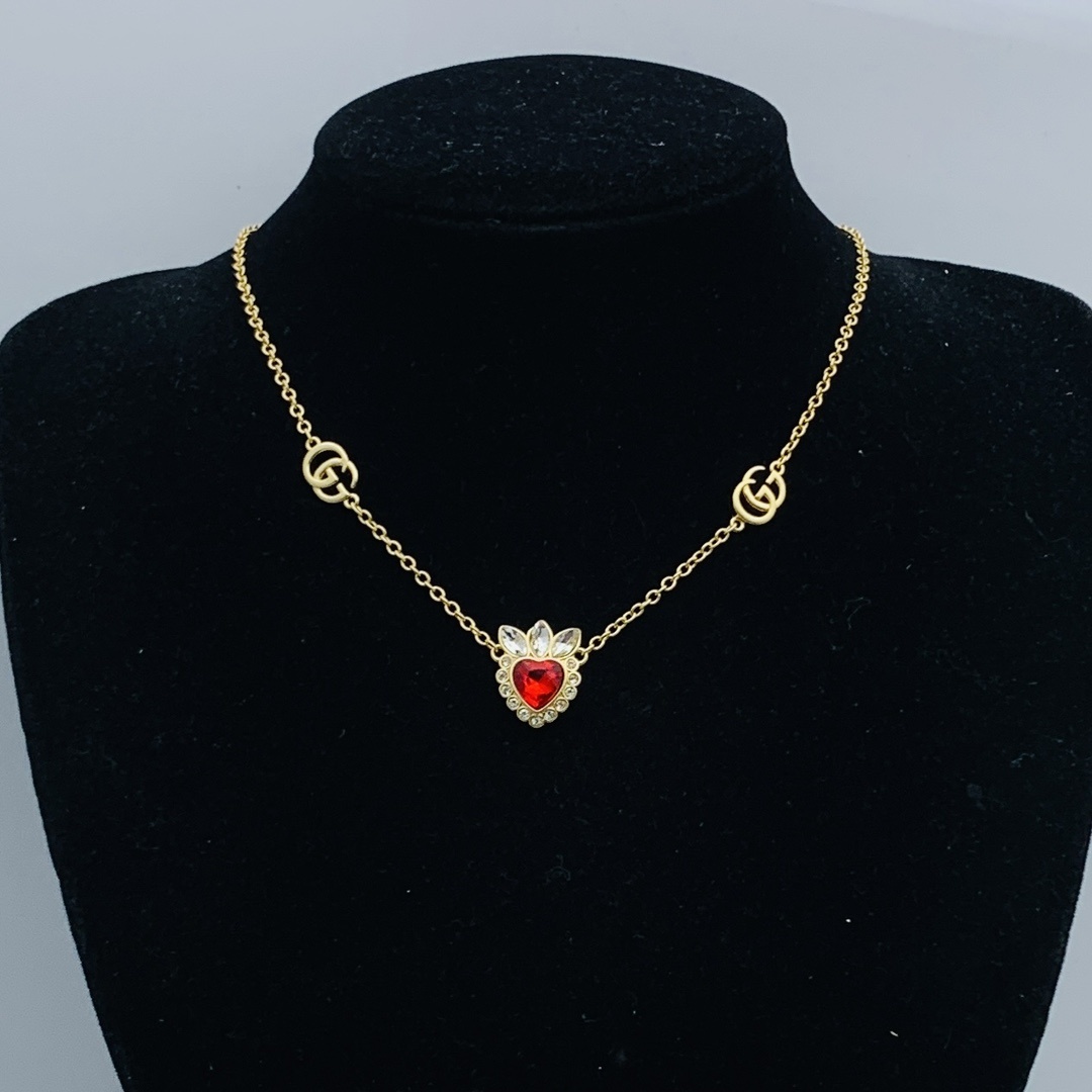 Two-Tone Heart & Crystal Jewelry Set: Necklace, Bracelet, Earrings & 2 Rings